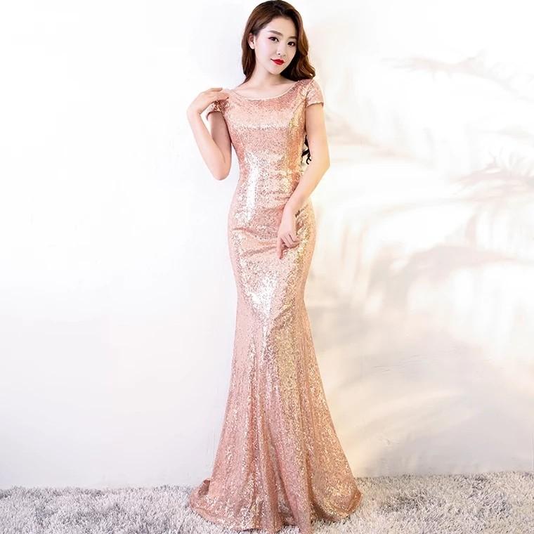 rose gold dinner dress