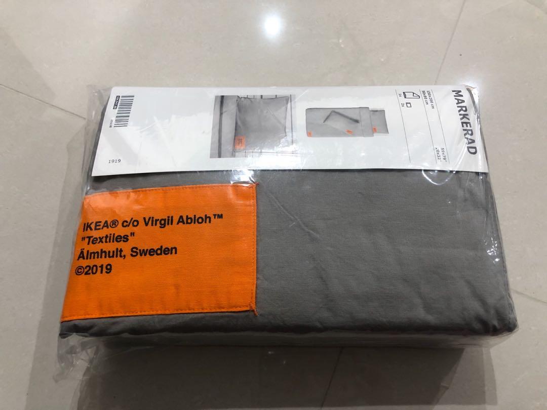 Virgil Abloh x IKEA MARKERAD US Duvet Cover and 2 Pillowcases (Full/Queen)  Gray - US
