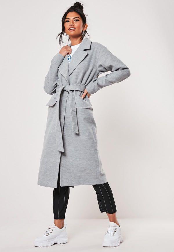 Missguided grey coat clearance