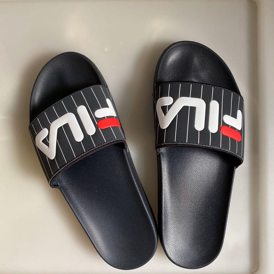 Navy blue fila slides new arrivals