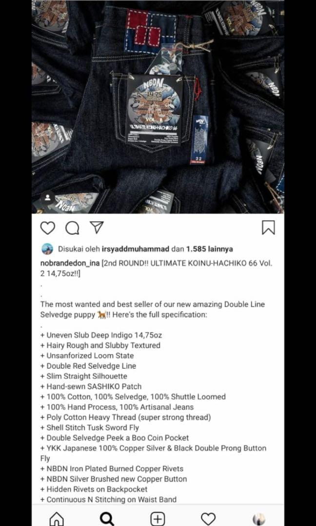 NBDN denim supply, Fesyen Pria, Pakaian 