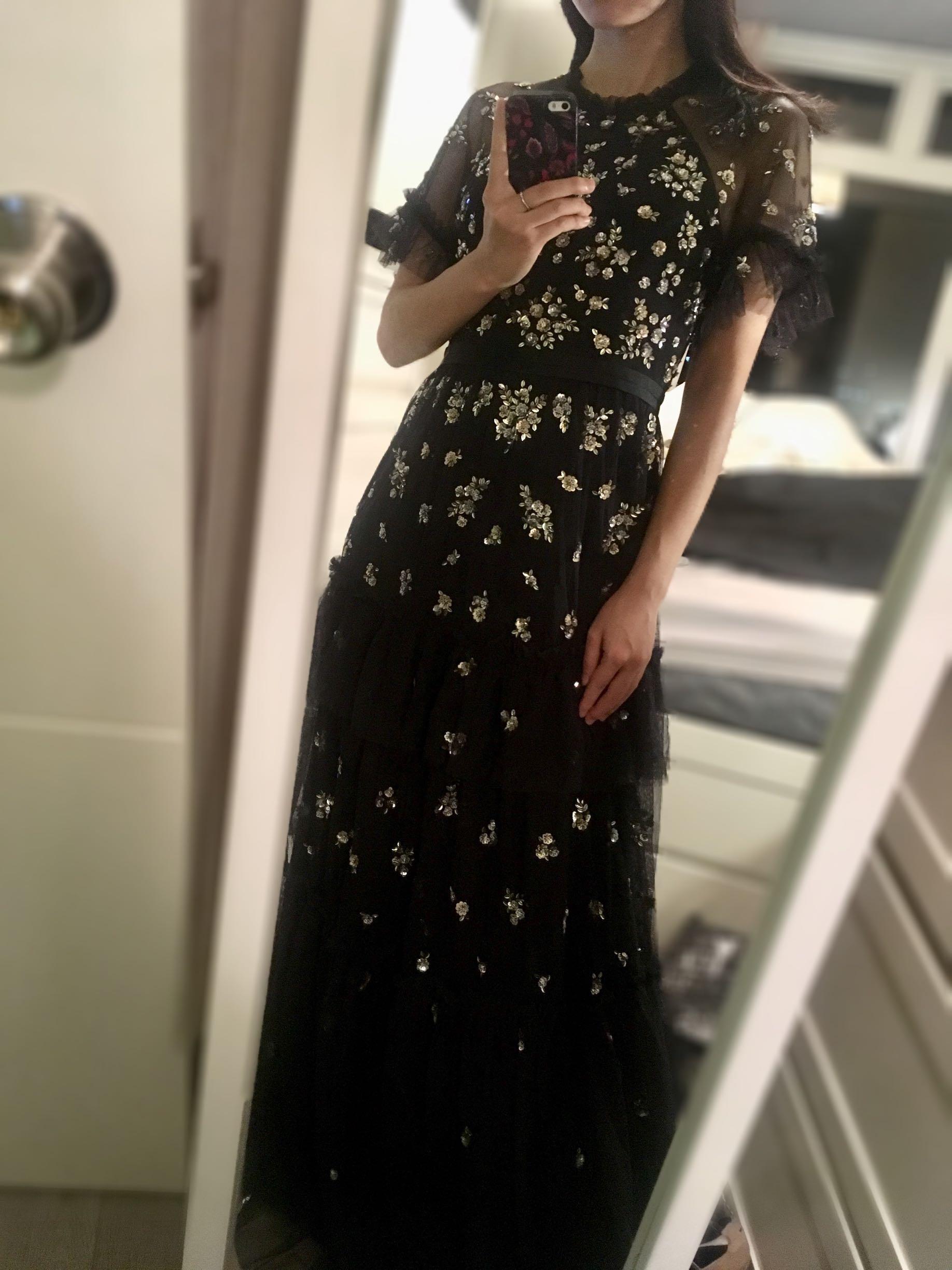 Needle Thread Lustre Tiered Embellished Maxi Gown