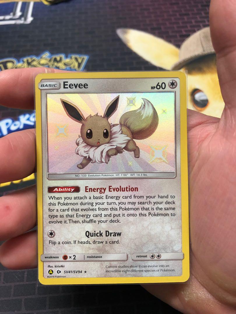 Pokemon Cards Hidden Fates Shiny Eevee Toys Games Board Games Cards On Carousell