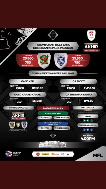 Tiket Final Piala Malaysia 2019 Ga80 Tickets Vouchers Event Tickets On Carousell