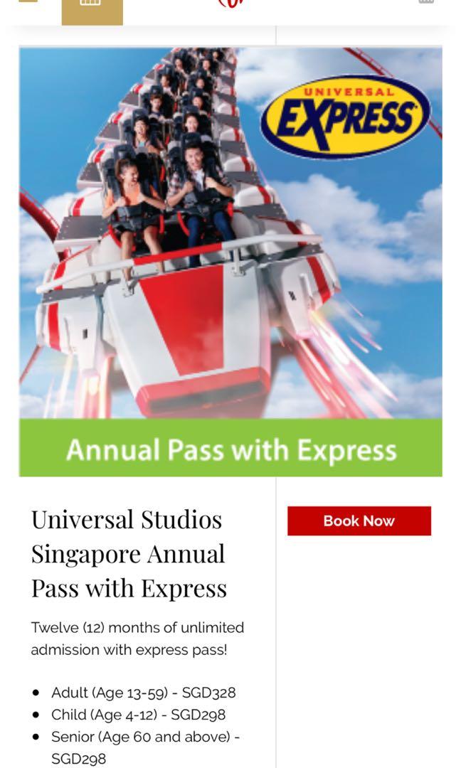 2x USS ANNUAL PASS (EXPRESS RIDES), Everything Else on Carousell