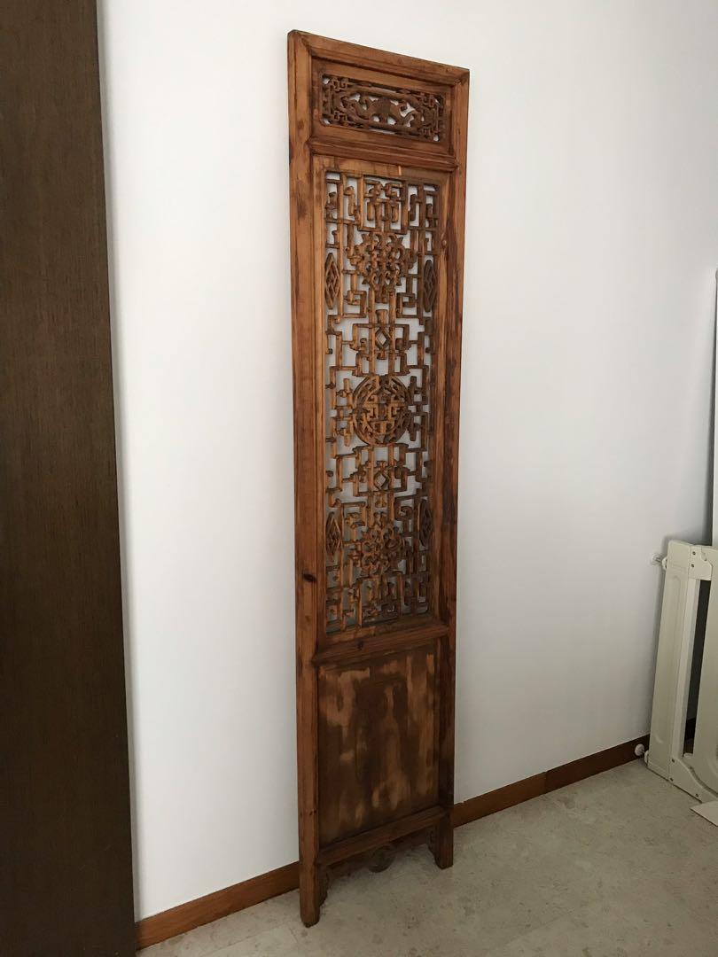 Vintage 20th Century Chinese Wooden Window Screen Fretwork Panel Furniture Home Decor Antiques On Carousell