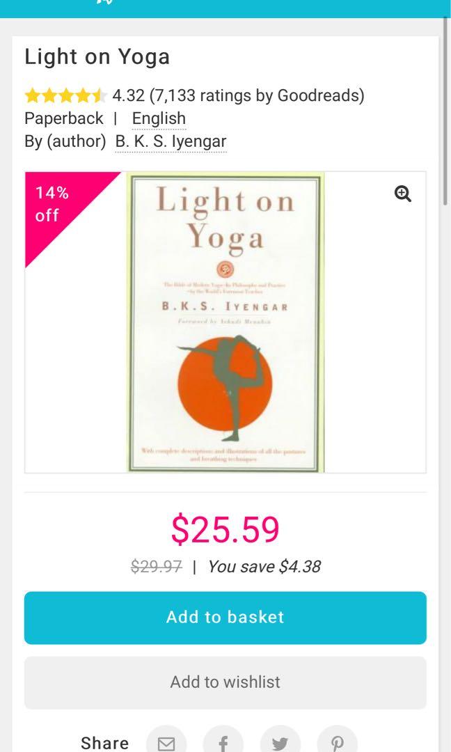 Yoga Book Light On Yoga By B K S Iyengar Books Stationery