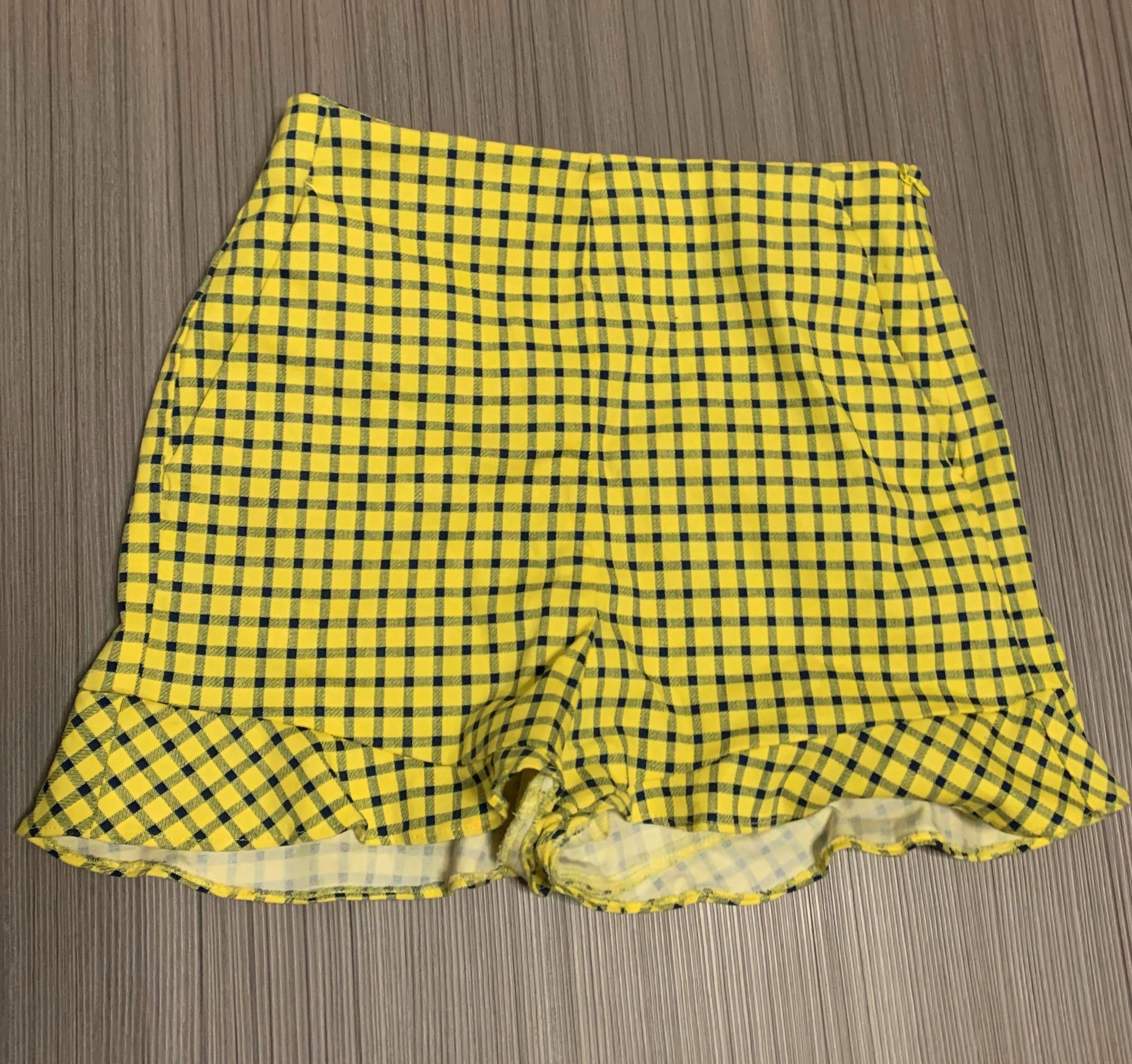 yellow checkered shorts