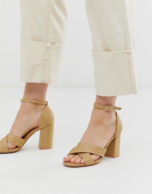 straw block heels