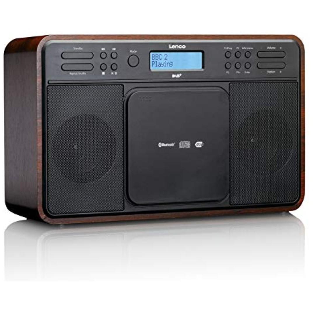 Player, Walnut Audio, Portable | Front on CD Lenco Carousell DAR-040 Loading and Music DAB+/FM Radio/Bluetooth Players Stereo