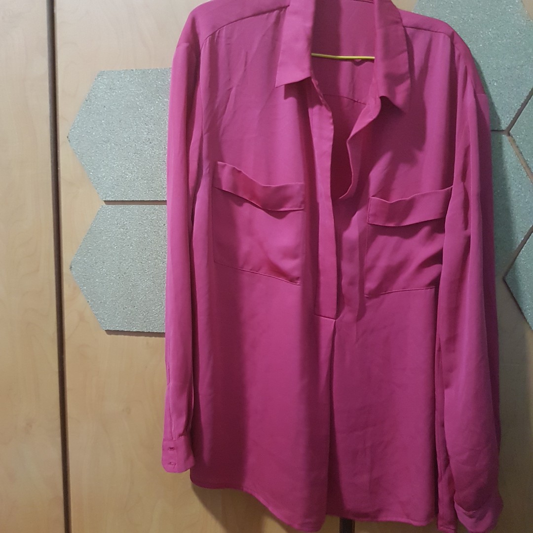 pink silky blouse
