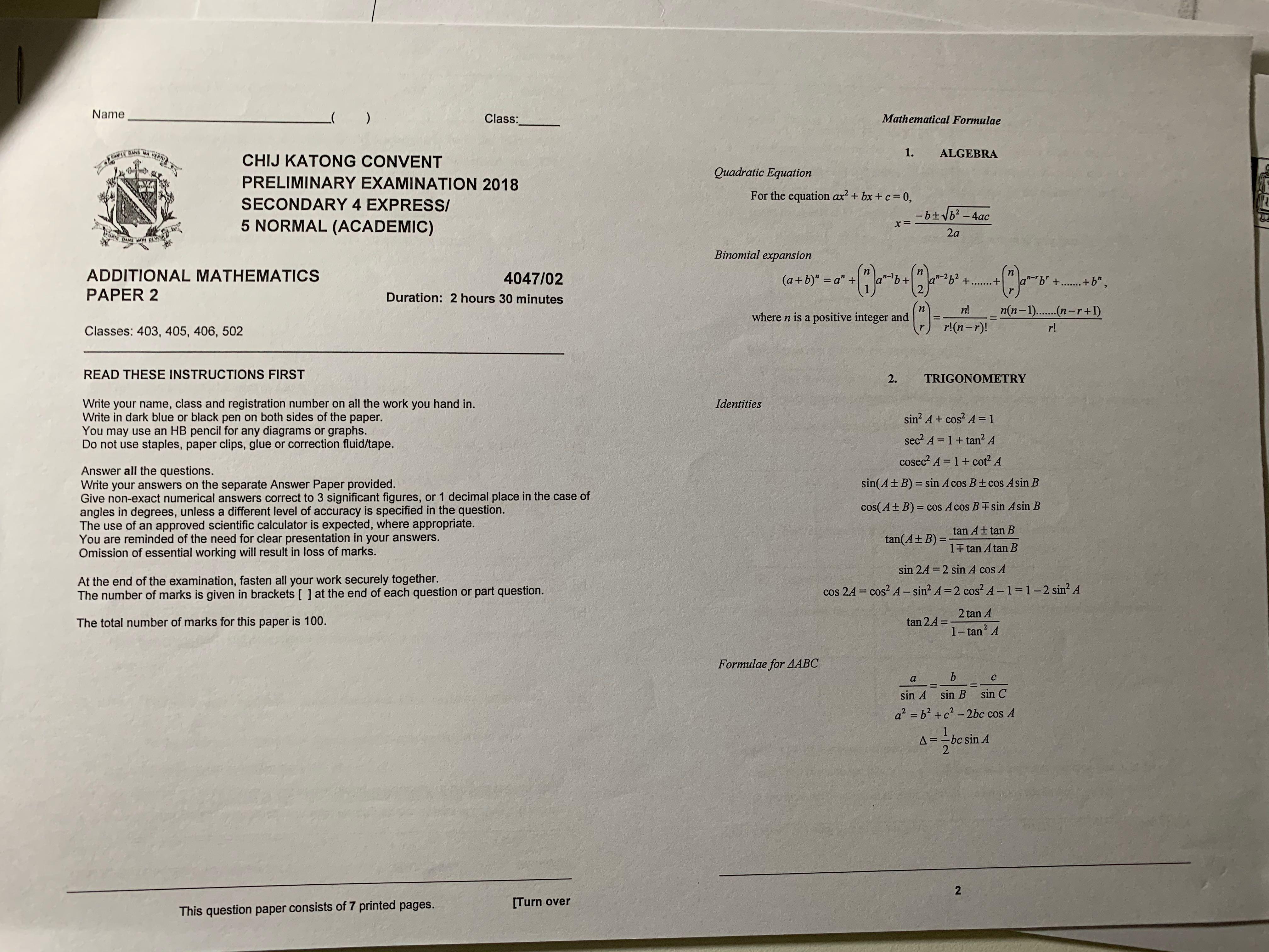 [O LEVEL] AMATH PRELIM PAPERS #MRTHougang #MRTSengkang, Hobbies & Toys ...