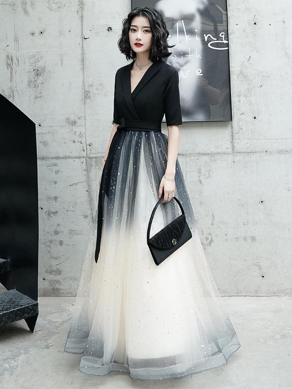 pre order black long sleeve ombre wedding evening prom dress gown