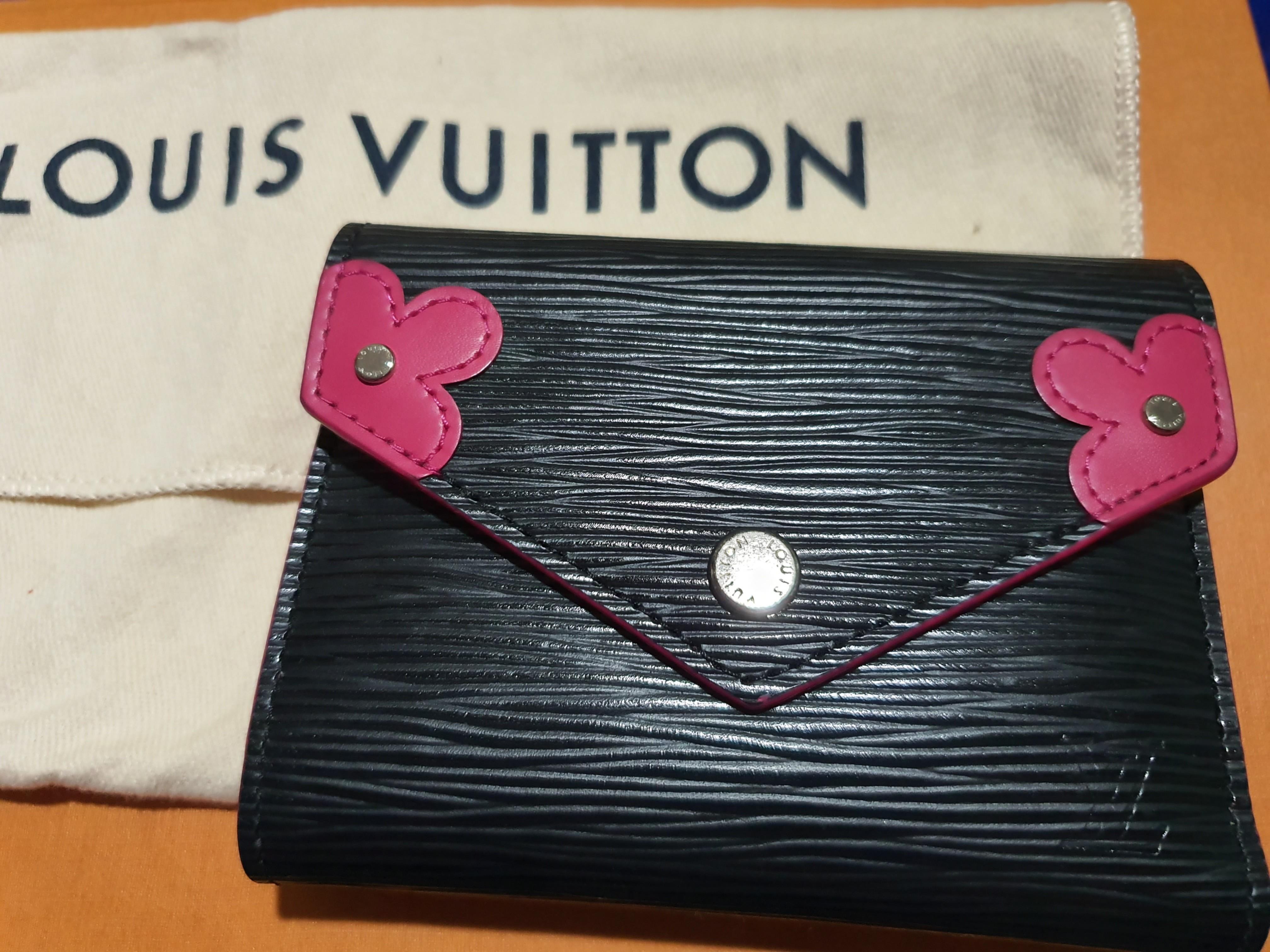 Louis Vuitton LV Victorine Small Wallet M62980 Epi Leather Black Pink