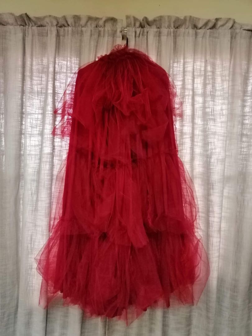 Red Tulle Gown, Women's Fashion, Dresses & Sets, Evening dresses & gowns on Carousell