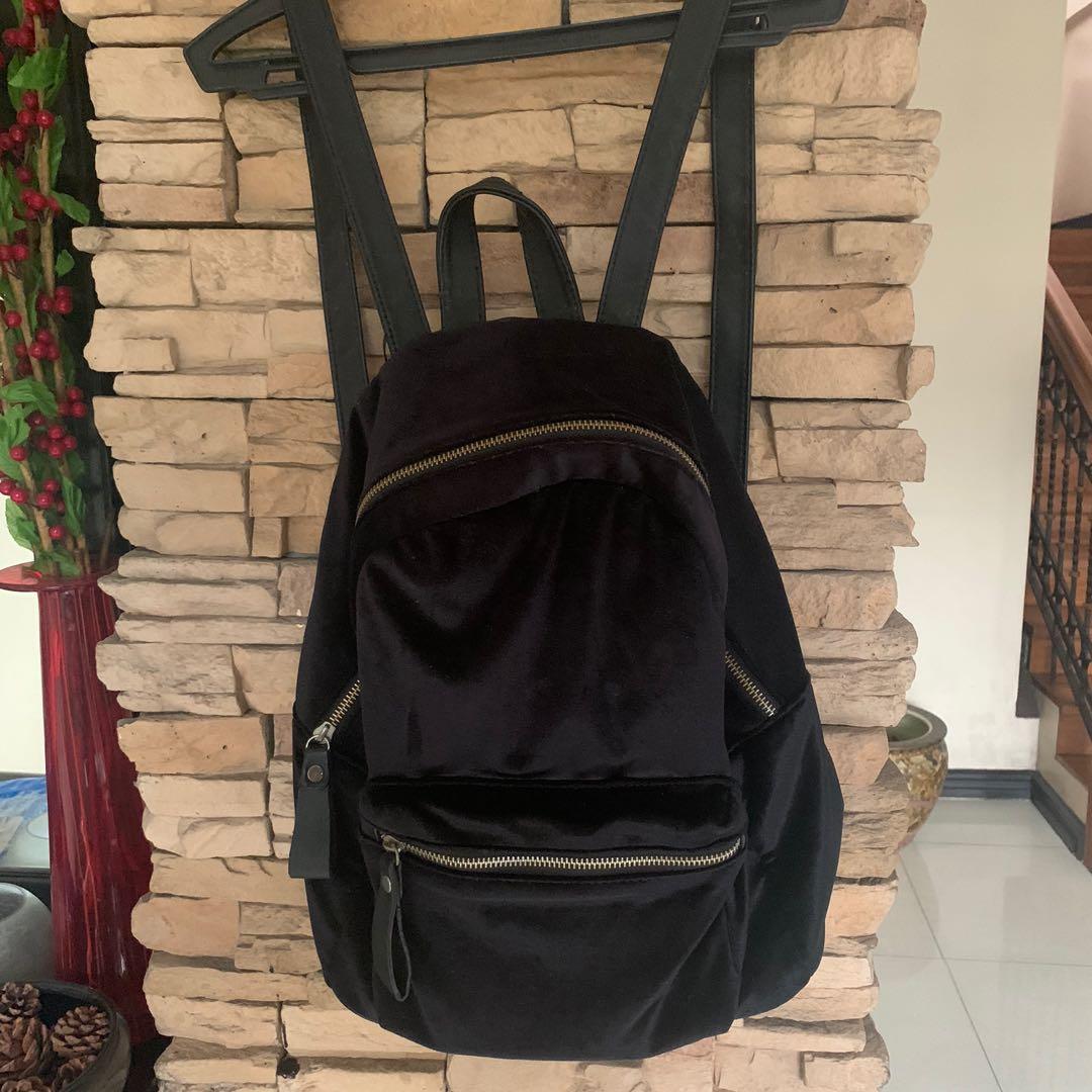 black suede backpack women's