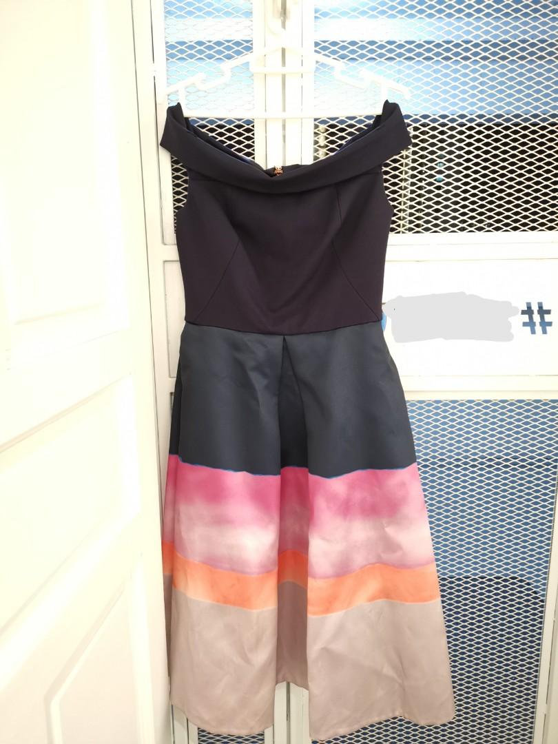 Ted baker blue off shoulder dress online