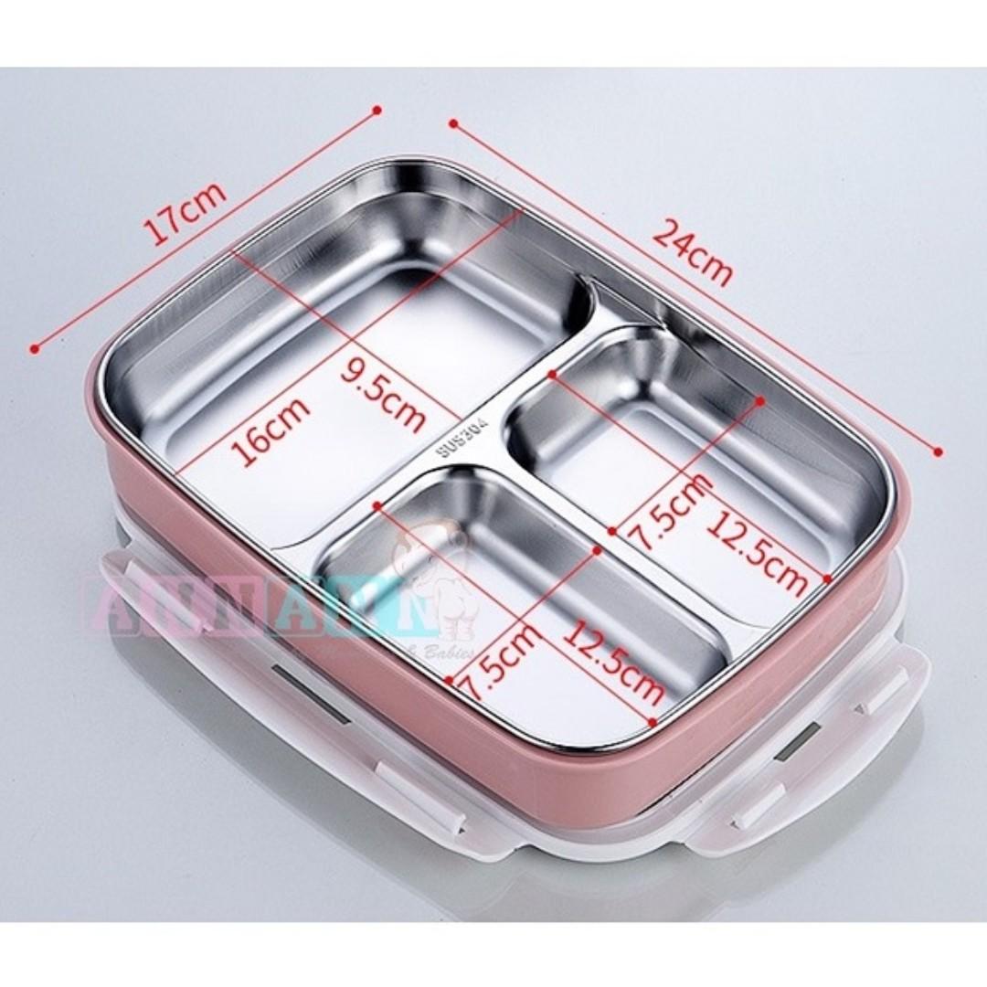 Thermal Insulated Divided Compartment Plate Lunch Box Vacuum Thermos Jar Flask 304 Stainless Steel Student Kids Office