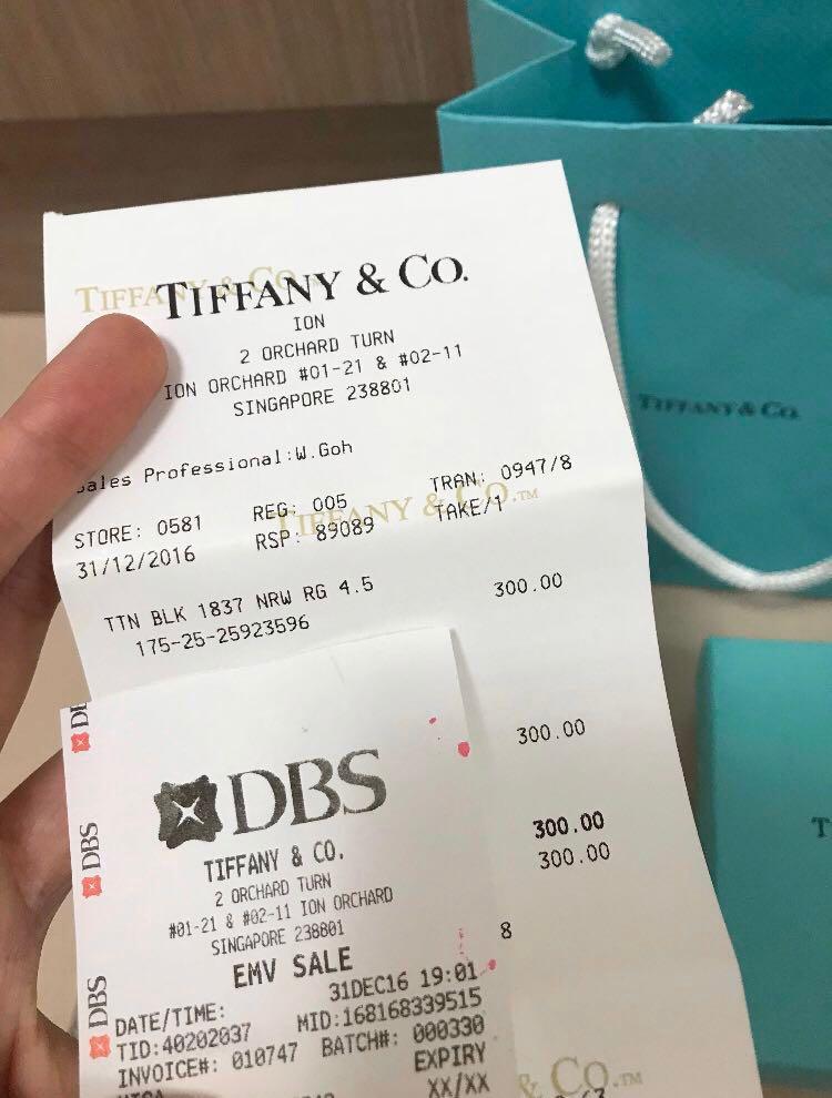 Tiffany and co discount receipt
