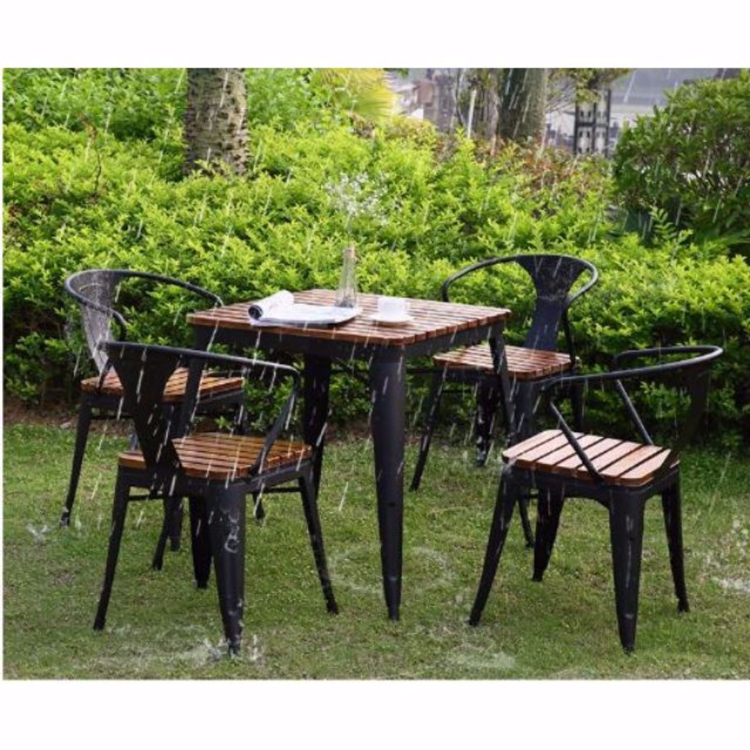 Tsdt 002 Csc 003 Outdoor Plastic Wood Table 11 11 Spec Dis Furniture Tables Chairs On Carousell