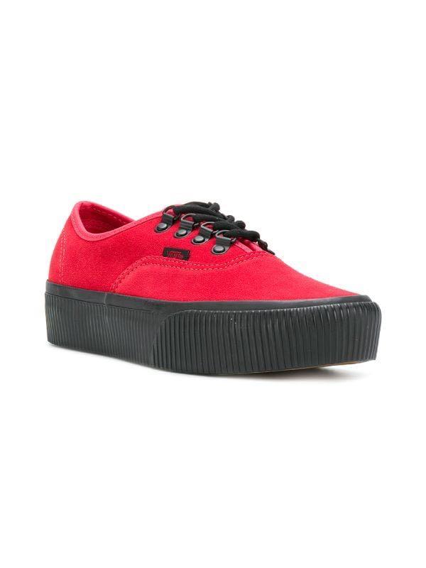Vans Red Platform Creepers Shoes, Women 