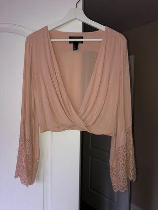 H&M light pink cropped long sleeve