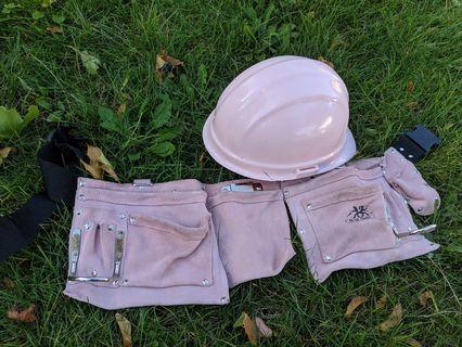 Pink Hard Hat and Tool Belt