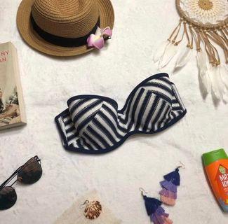 nautical strapless bikini top