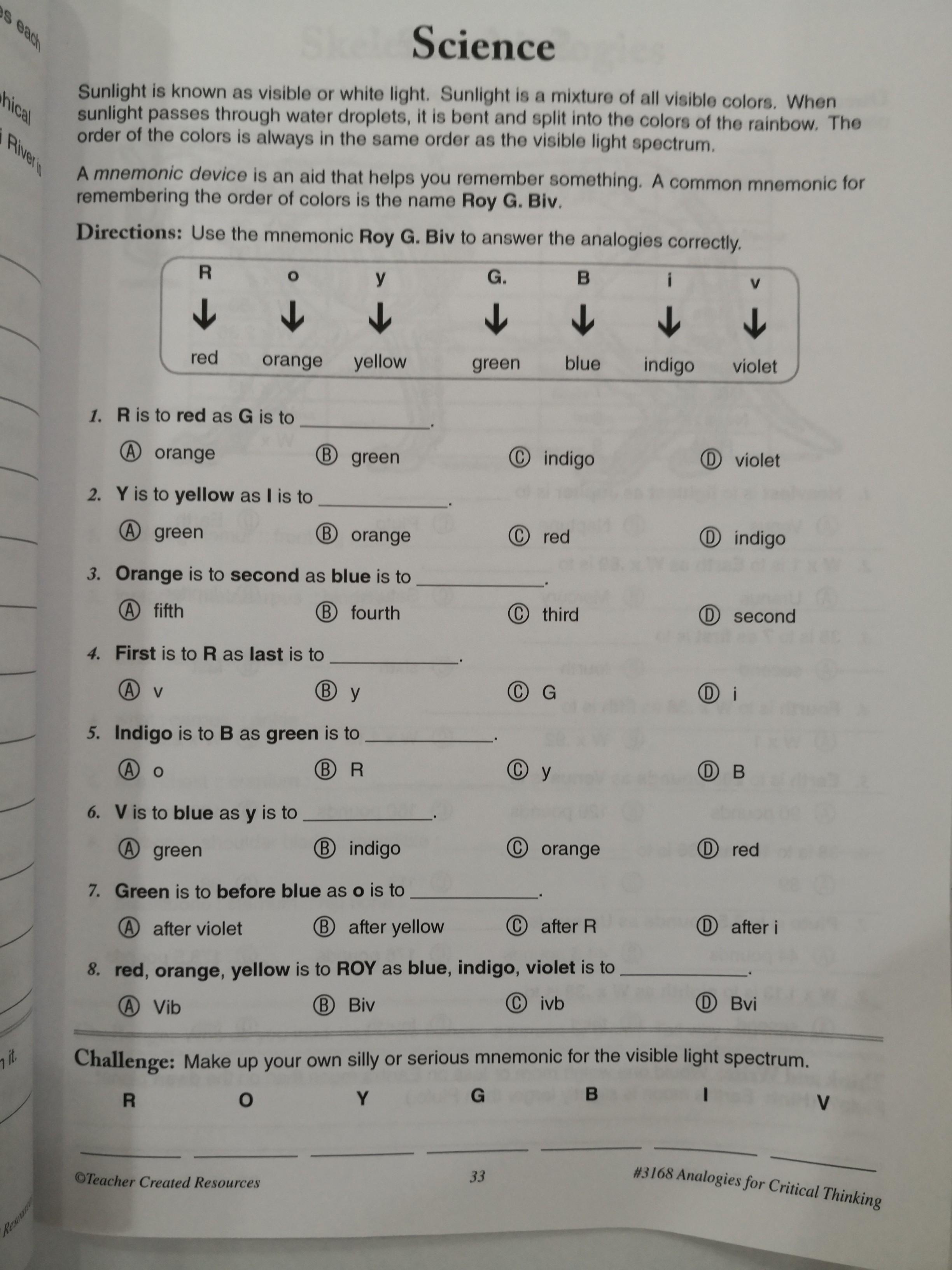 Analogies For Critical Thinking Grade 5 Books Stationery