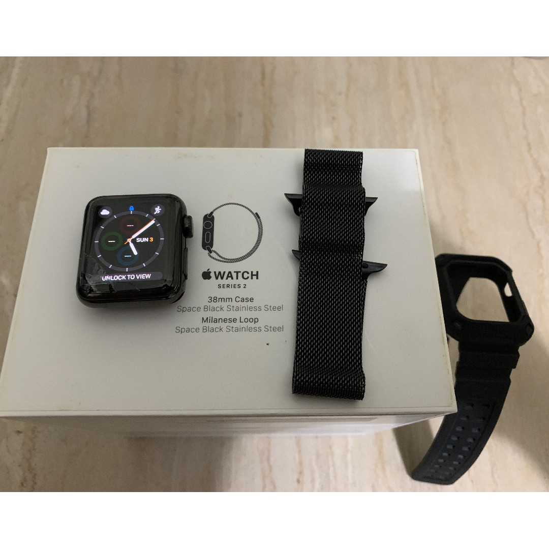 Apple Watch Series 2 Stainless Steel 38mm Case Space Black With Stainless Steel Milanese Loop Electronics Others On Carousell