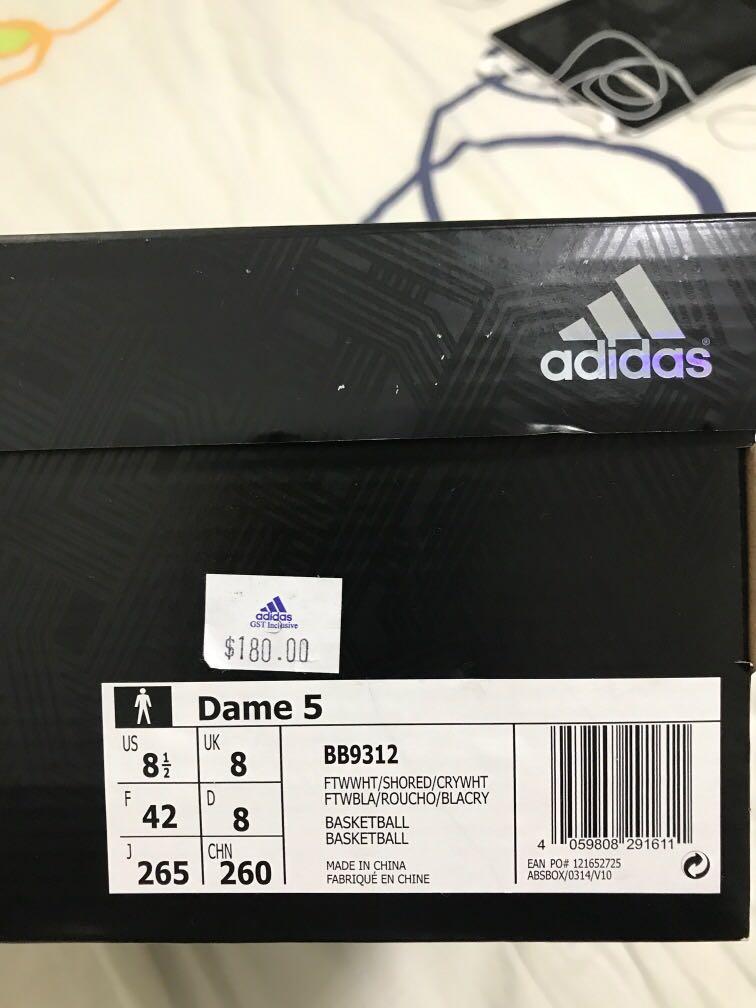 Basketball Shoe ADIDAS DAME 5 Size 8 1/2 US normal size will be 9US,  Sports, Sports Apparel on Carousell