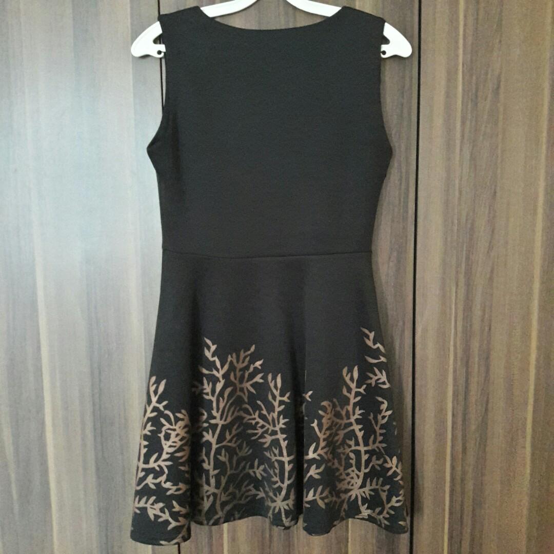 black dress with gold trim