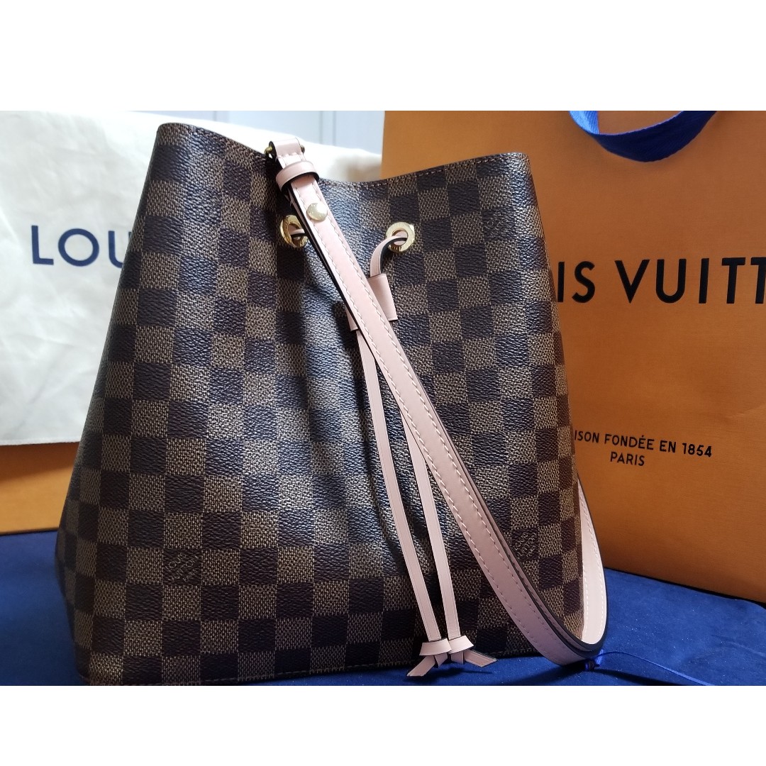 Louis Vuitton N40198 Neonoe Damier Ebene Venus Shoulder Bag Pink Ladies Auth