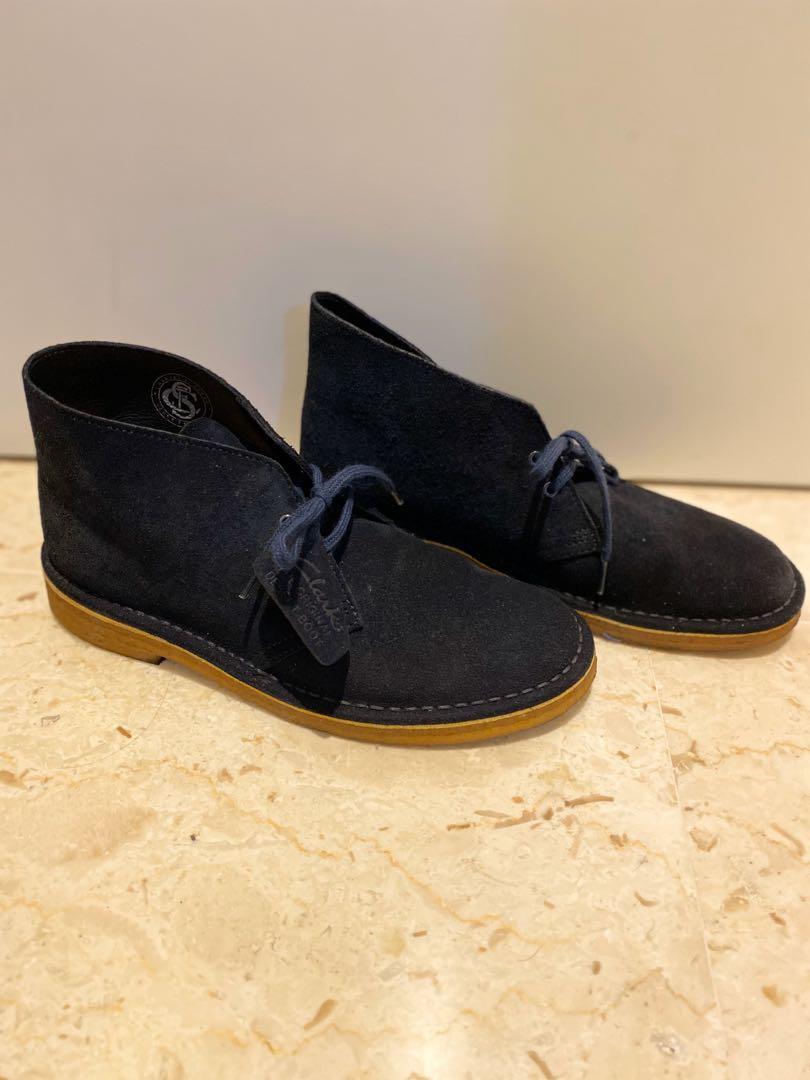 clarks desert boot blue navy