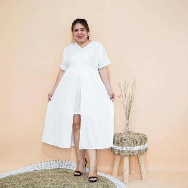 DRESS BIGSIZE JUMBO PUTIH jual rugi Fesyen Wanita Pakaian