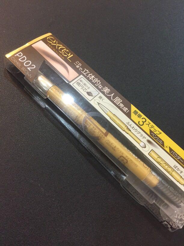 Excel 3 In 1 Eyebrow Powder Pencil Pd 02 Camel Brown Health Beauty Makeup On Carousell