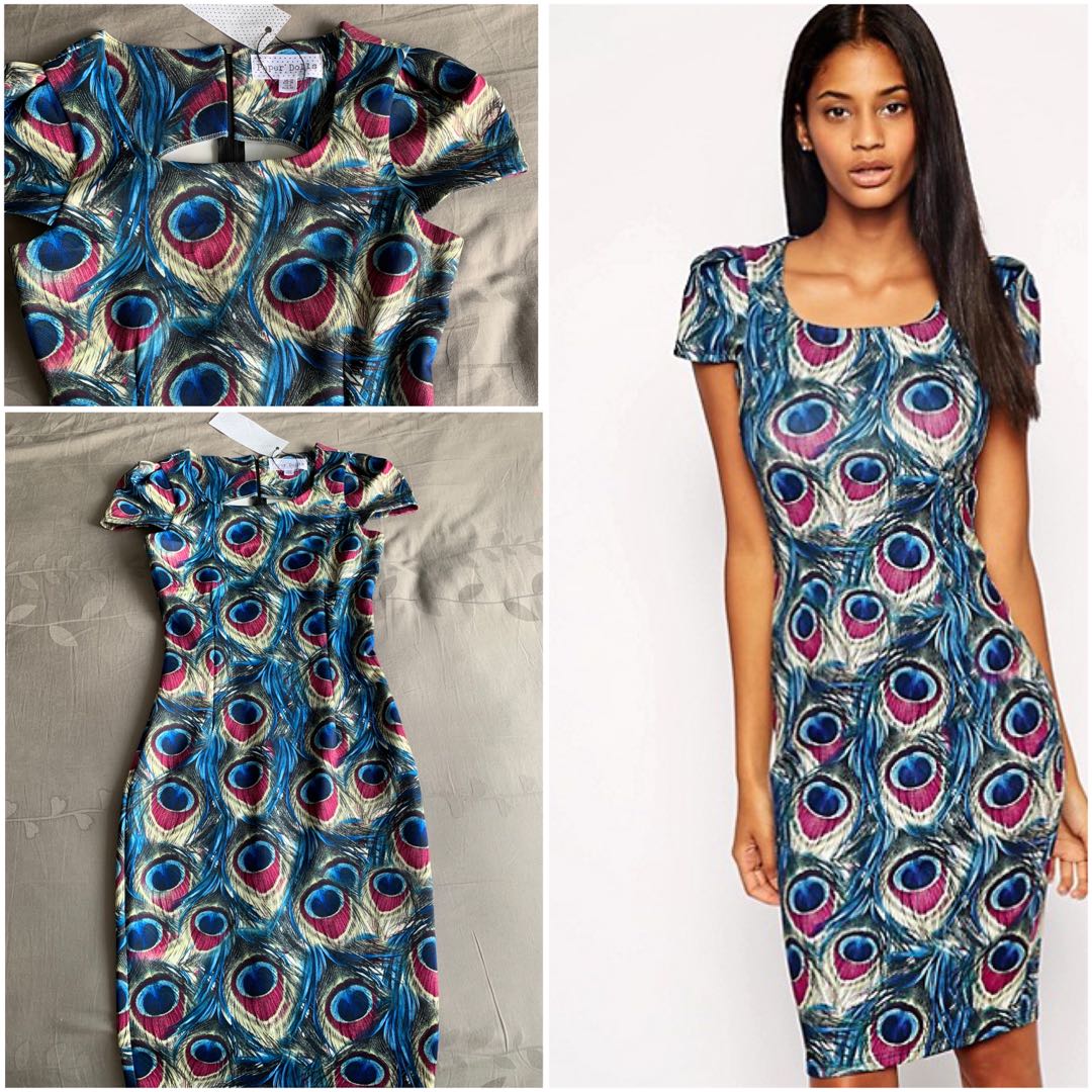 Free Mailing Bn Paperdolls Vintage Scuba Dress In Feather Print