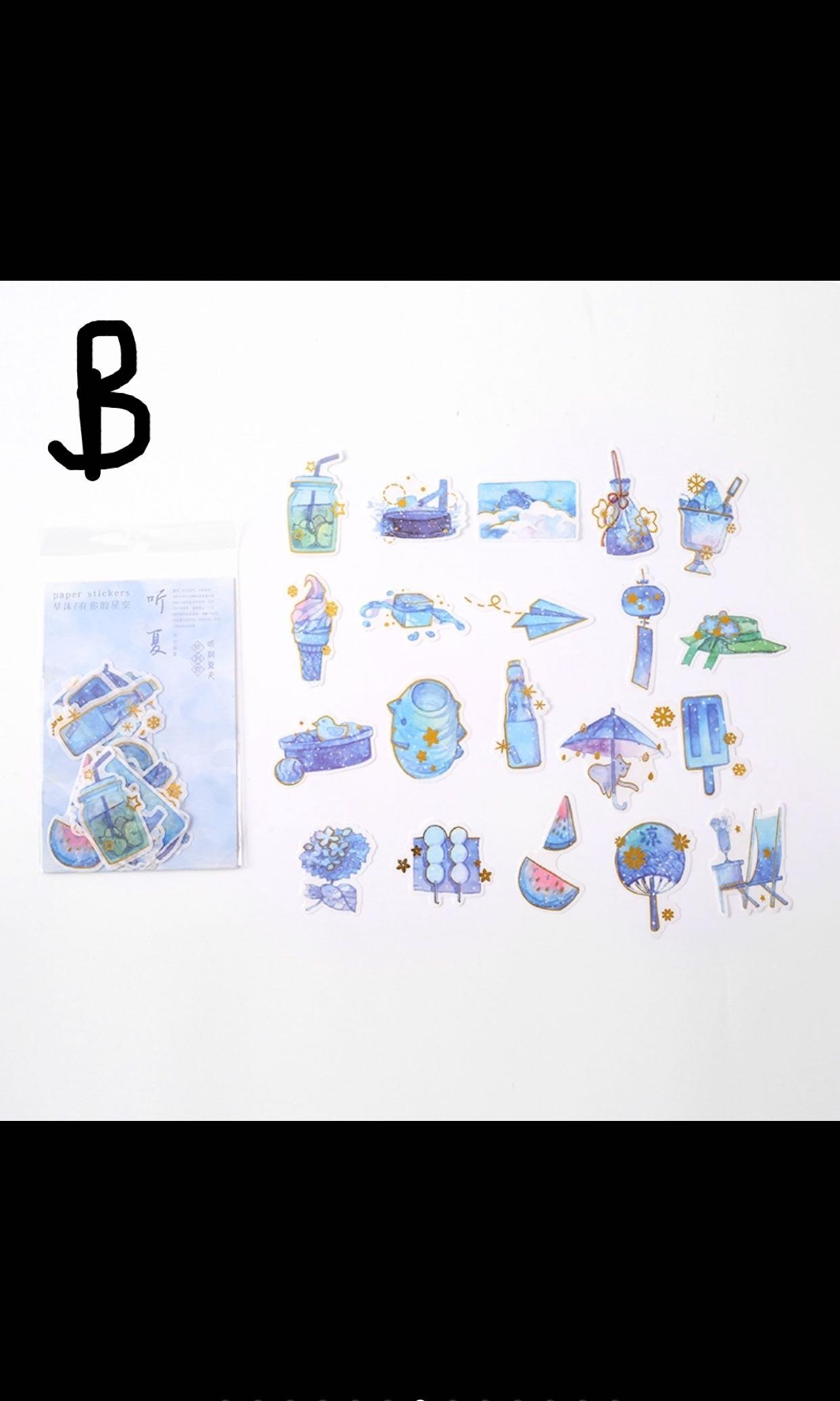 Gold Lined Blue Aesthetic Stickers Books Stationery Stationery On Carousell