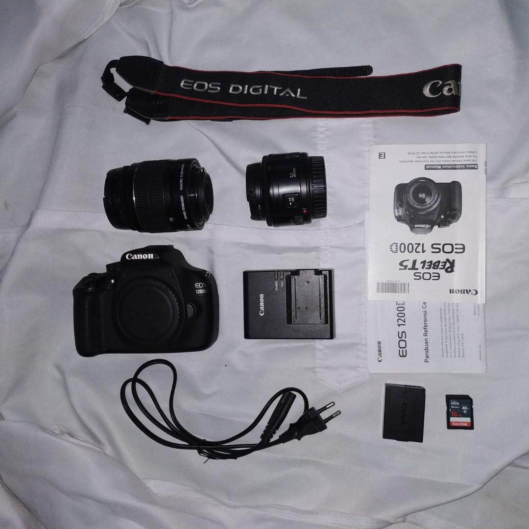kamera dlsr canon 1200d lensa 18 55mm lensa fix 50mm f 1 8