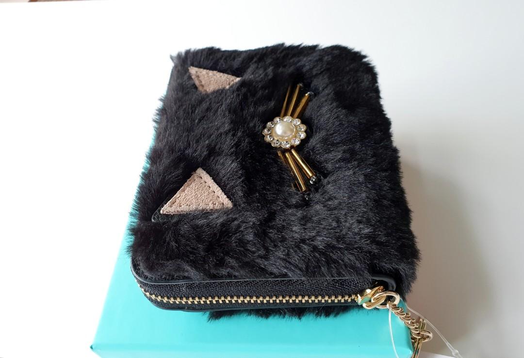 Kate Spade Cat Meow Brighton Lane Dani Zip Around Furry Wallet