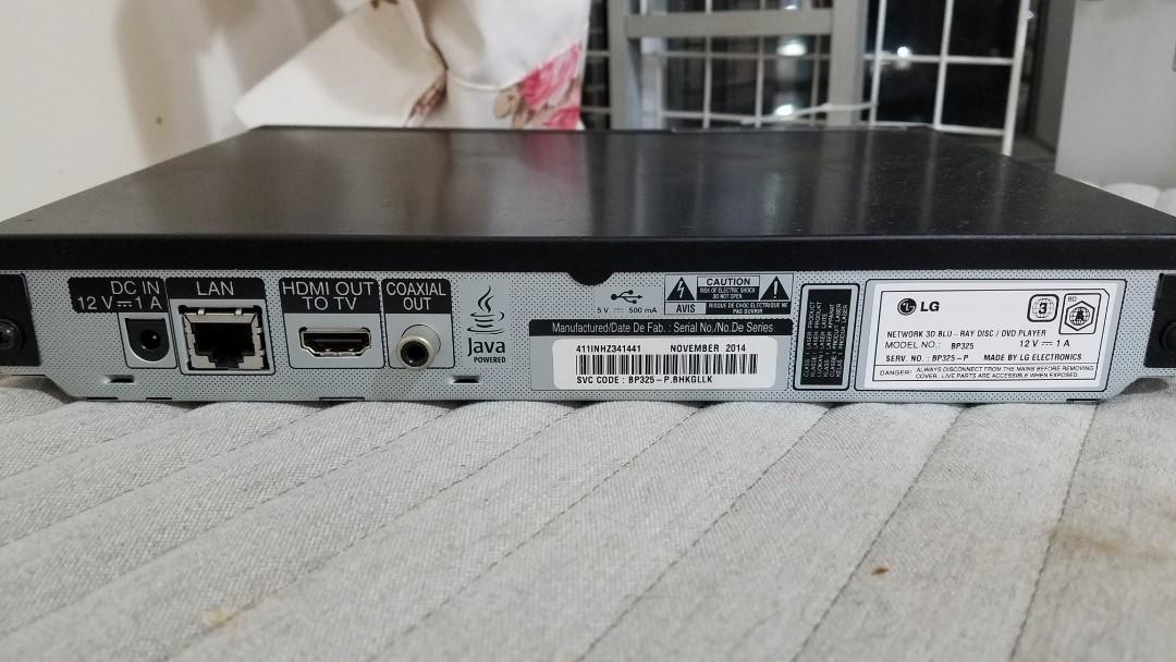 LG DVD Player BP325 3D Blu Ray Full HD 1080, 家庭電器, 電視 & 其他娛樂, 藍光及播放器