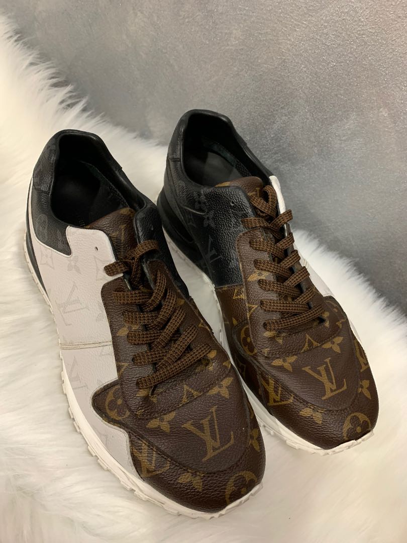 LOUIS VUITTON SNEAKERS RUN AWAY SHOES 11 45 LEATHER AND CANVAS DAMIER SHOES