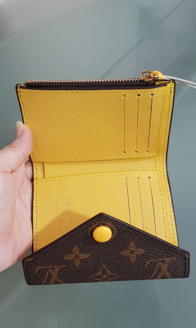 Louis Vuitton Damier Azur Yellow Leather Victorine Trifold Wallet