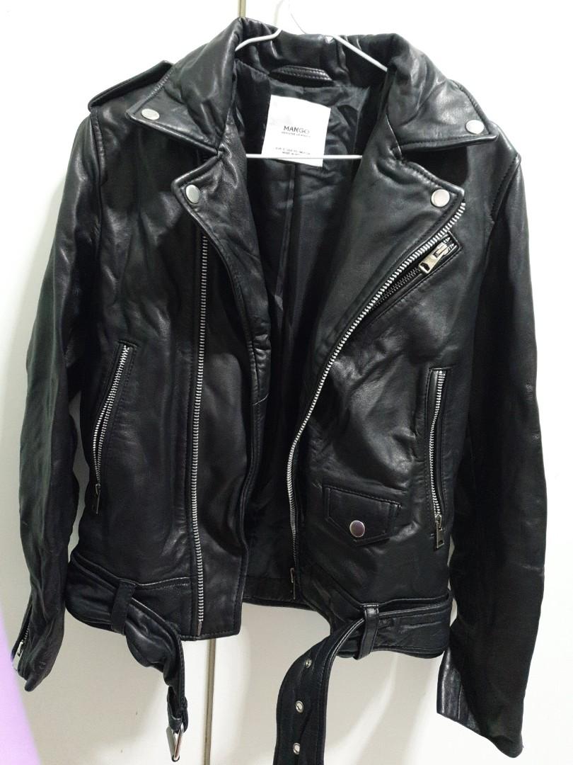 Mango Leather Biker Jacket, Women's Fashion, Coats, Jackets and ...