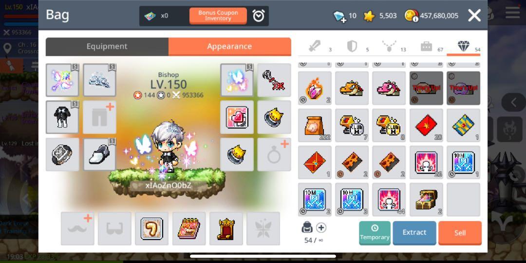 Maplestory M Asia 2 Zenith Level 150 Bishop Toys Games Video Gaming In Game Products On Carousell - maplestory evan shirt roblox