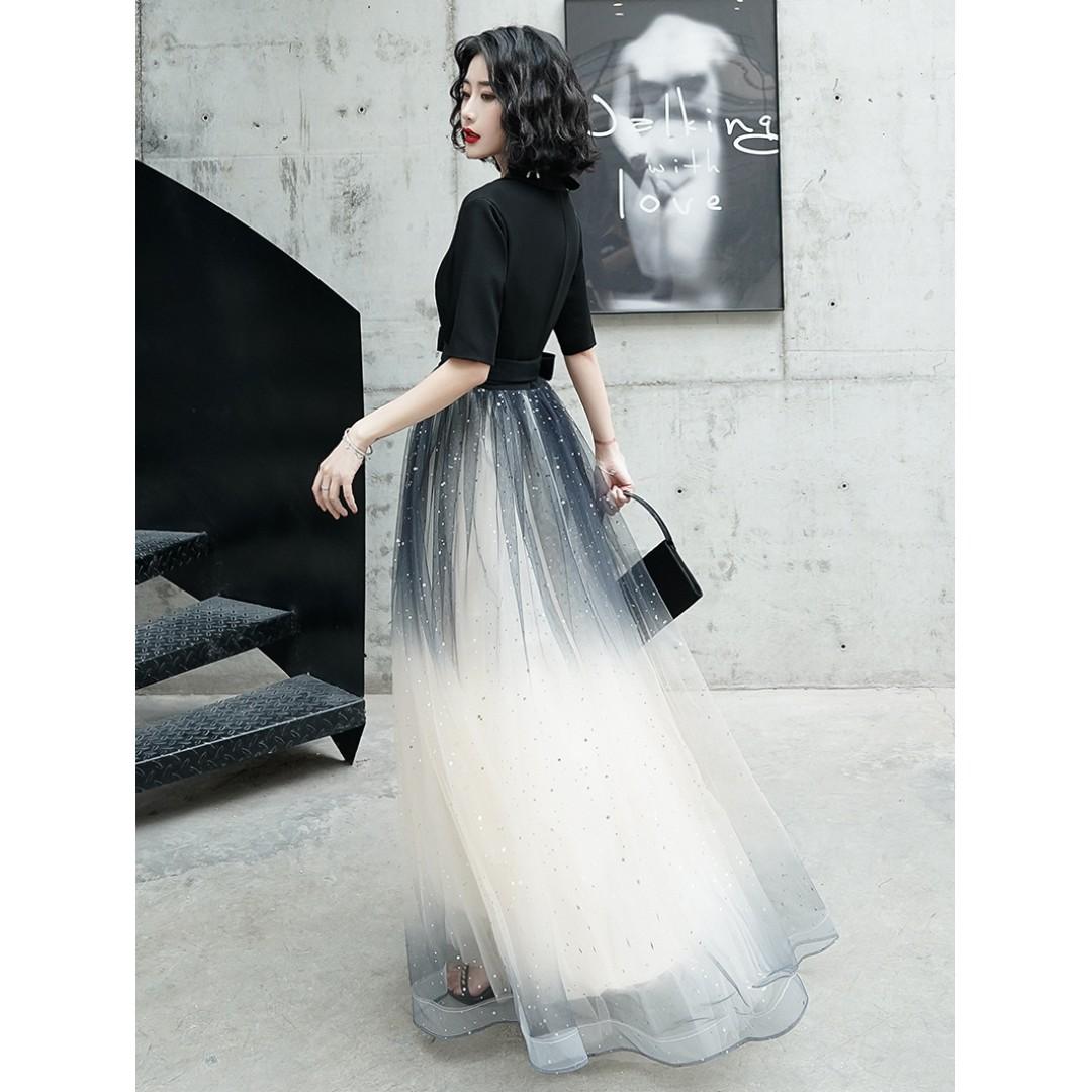pre order black long sleeve ombre wedding evening prom dress gown