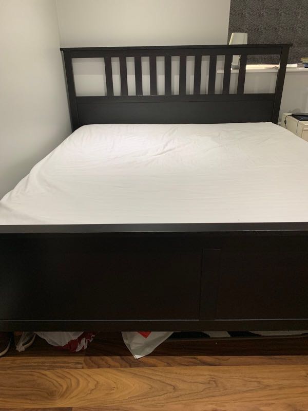 Queen Size Bed Frame IKEA Hemnes Black, Furniture & Home Living