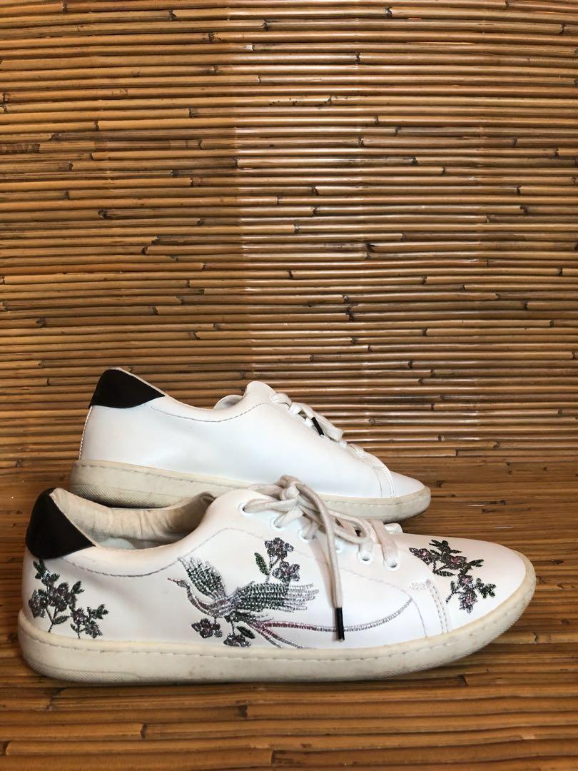 zara embroidered sneakers