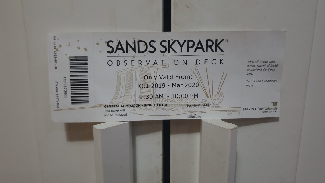 Sands Skypark Observation Deck Ticket, Everything Else on Carousell
