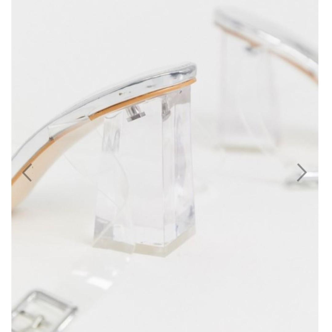 Simmi london kehlani silver clear flared heel sandals